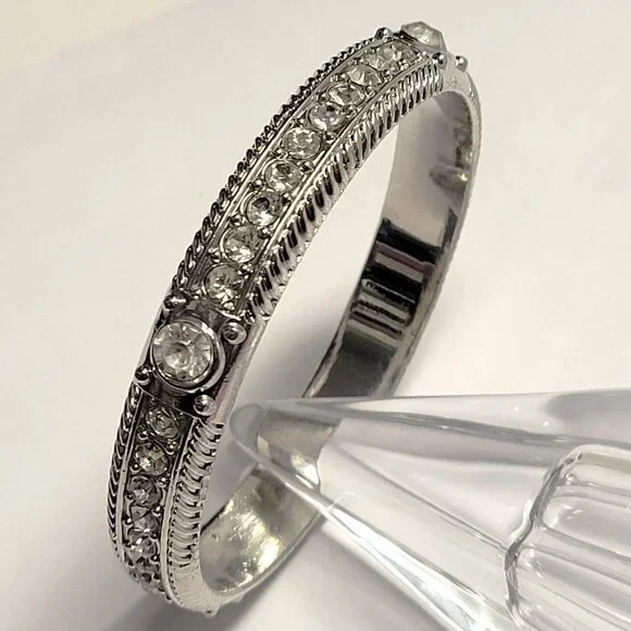 Silver Bangle with Crystals - Picture 15 of 15